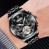 Stainless Steel Tourbillon Non-automatic Mechanical Multi-function Business Watch Luminous Waterproof Watch Male