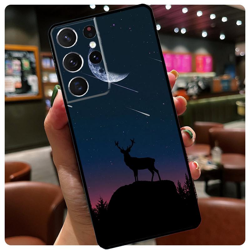 Starry Sky Deer Phone Case For Samsung Galaxy S25 S24 S23 S22 S21 S20 Ultra S9 S10 Plus S25 FE S24 FE Cover