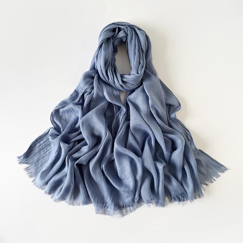 Summer Versatile Cotton and Linen Scarf Shawl Lengthened Solid Color Yarn Shawl Sunscreen Shawl Simple Scarf Silk Scarf Women