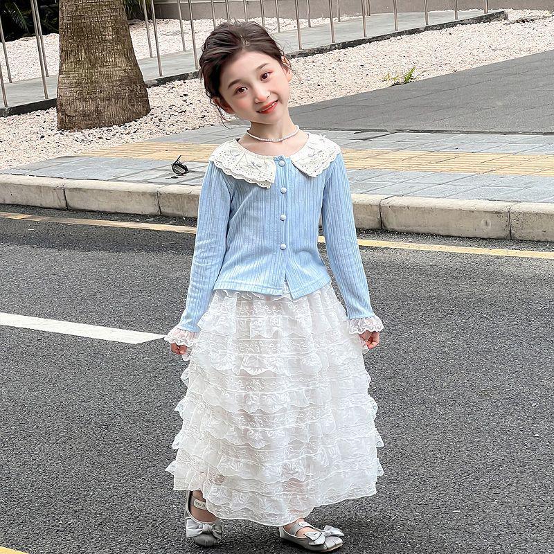 Dívčí preppy korejská sukně set na podzim 2025 - Sladký jarní outfit