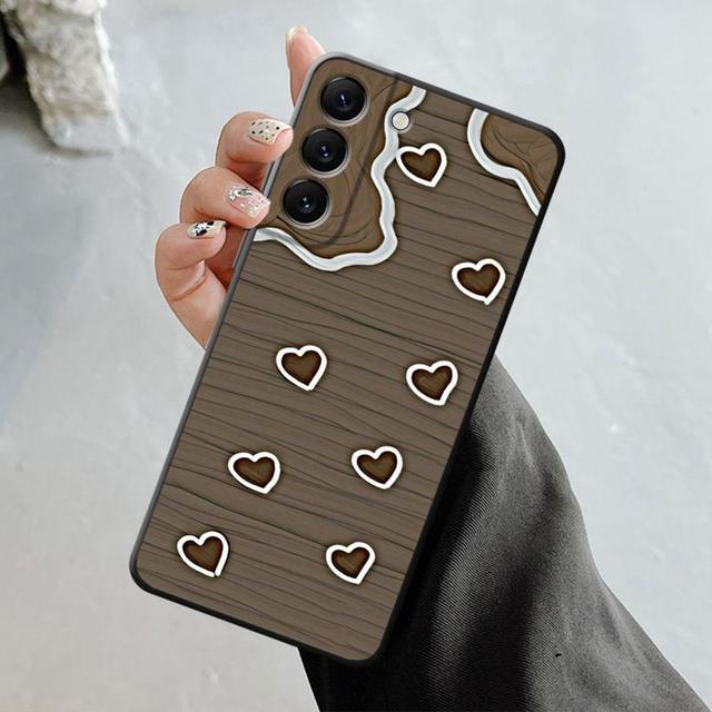 Pouzdro na telefon Samsung Galaxy S23 S22 S21 S20 Fe Ultra S10 S9 S8 Plus Note 20ultra 10plus Fashion Brown Love Wood Grain Texture