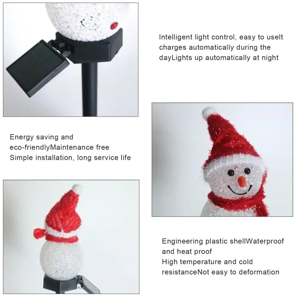 LED Snowman Solar Garden Light Outdoor Ground Stake Light Solar Powered Xmas Pathway Lights For Christmas Lawn Yard Decoration