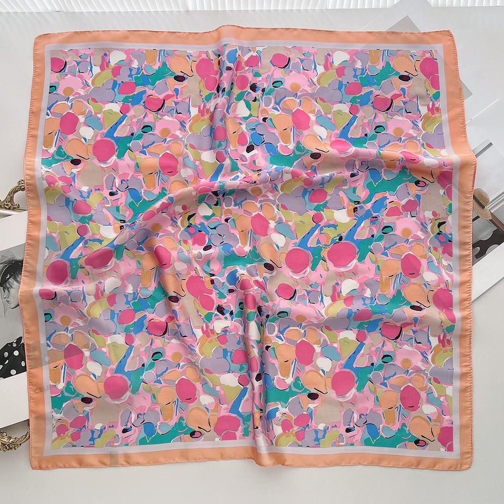 Color Printing Foreign Gas Simulation Silk Scarf Women'S Spring Summer Versatile Office Shawl Windproof Headscarf