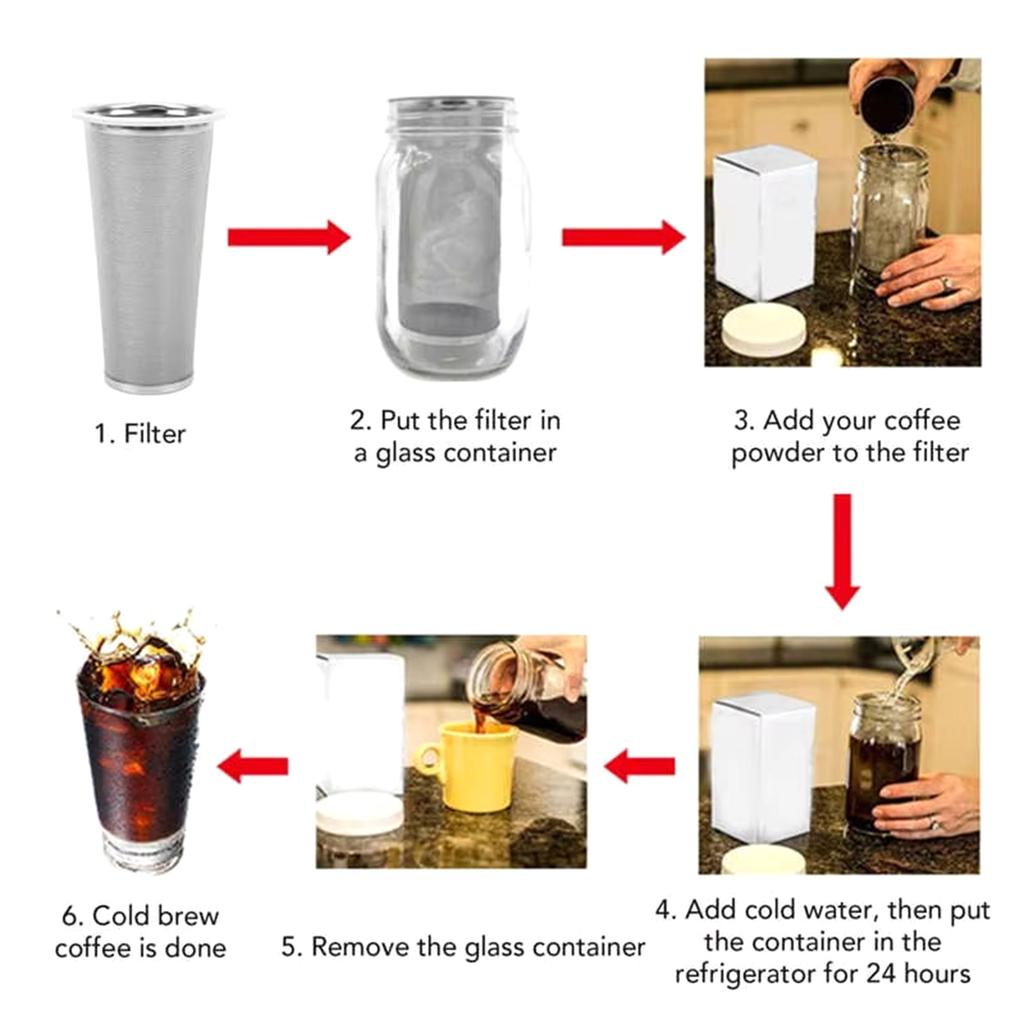 304 Stainless Steel Cold Brew Coffee Filter for Wide Mouth Jar Efficient Coffee Strainer Office Coffee Accessories