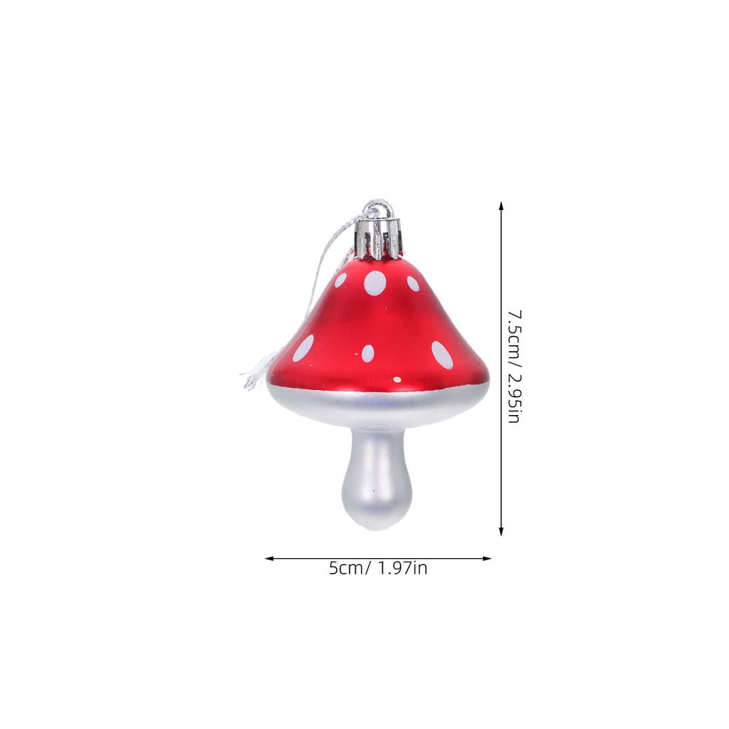 20Pcs Christmas Mushroom Ornaments Red Plastic Hanging Decor Xmas Tree Pendant Festival Tree Ornaments Party Favors