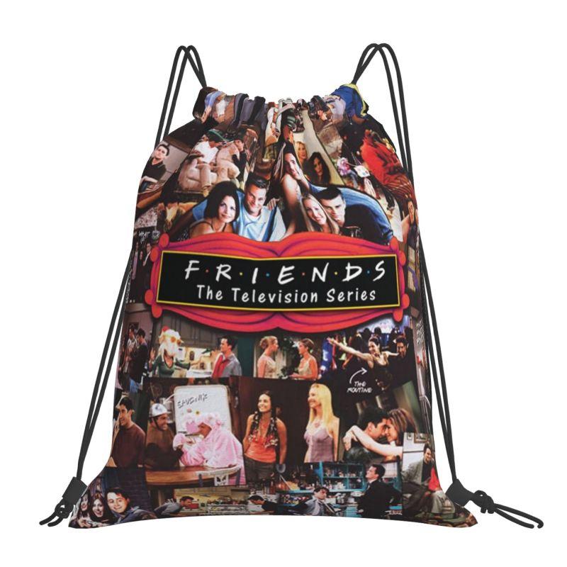 

Classic TV Show Central Perk Friends Drawstring Backpack Sports Gym Bag Water Resistant String Sackpack for Training Shopping