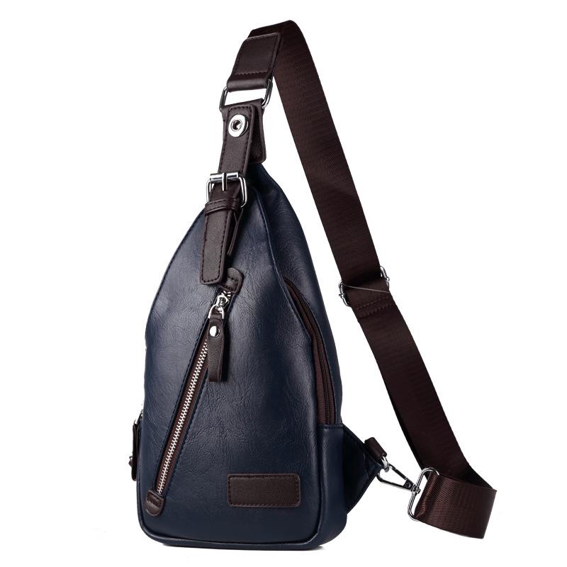 PU-Leder-Herren-Brusttasche, multifunktionale Einzelgurt-Anti-Diebstahl-Brusttasche mit verstellbarem Schultergurt, Messenger-Tasche