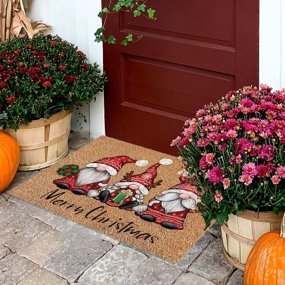 Christmas Gnome Entrance Doormat Cartoon Dwarf Welcome Mat Entrance Carpet  Indoor Outdoor