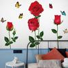 Valentine's Day Gift Red Rose Wall Sticker Classic Romantic Home Decor for Living Room Bedroom