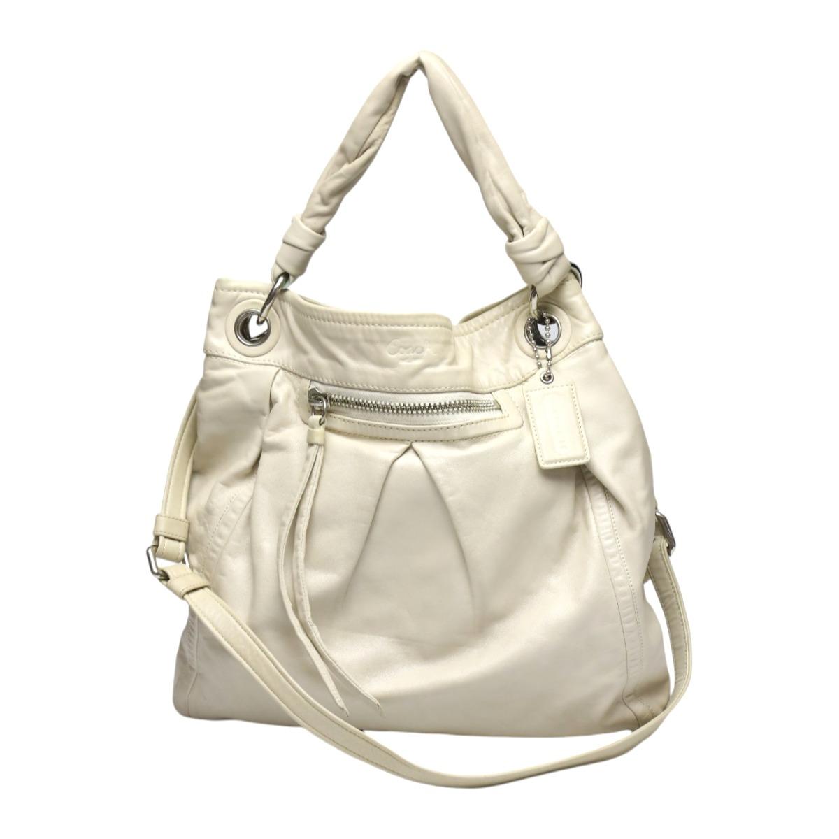 COACH Parker 2WAY Shoulder Bag leather Ivory Women 13411 Used