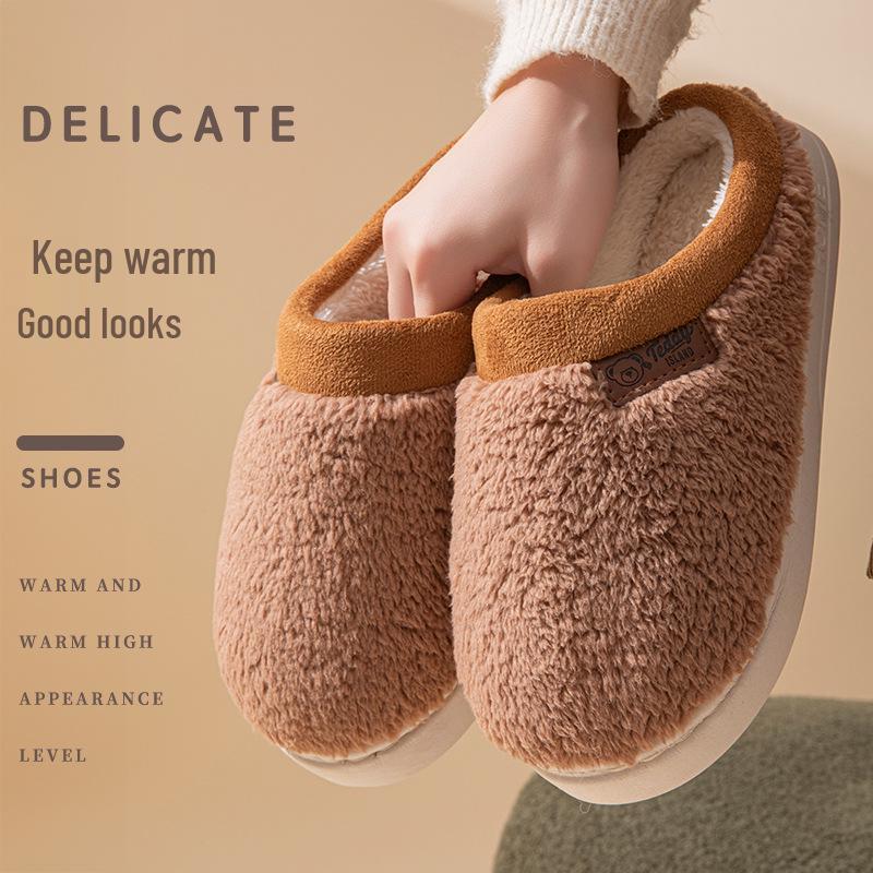Plush Furry Winter Cotton Slippers for Couples – Non-slip Indoor Shoes for Women and Men 2025.