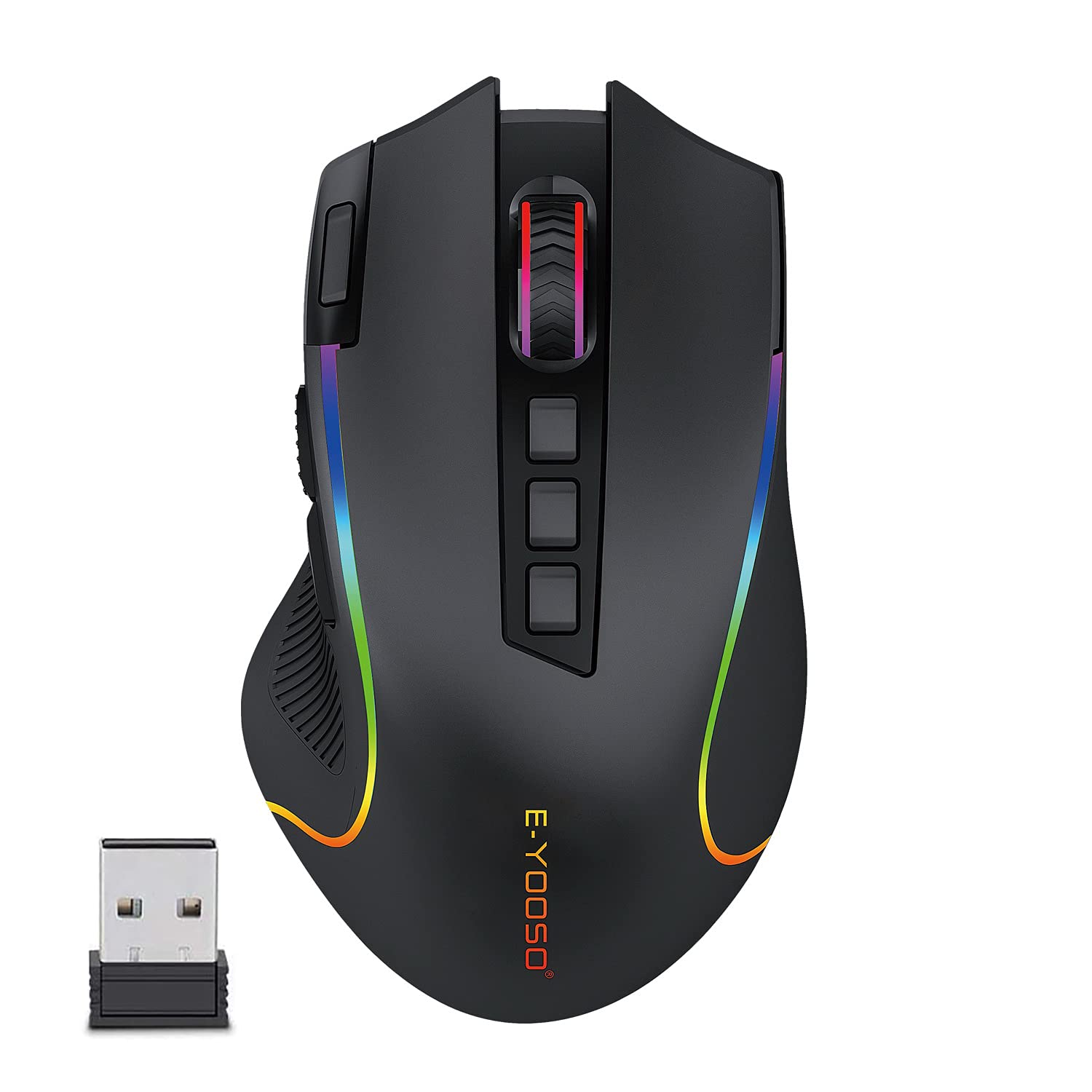 

Wireless Gaming Mouse with RGB 9 Programmable Macro Side DPI Wireless and Wired Professional Gaming Mouse e-Element 2.4G Backlight, Buttons, чорний