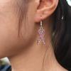 Breast Cancer Awareness Earrings Jewelry Rhinestone Crystal Pink Ribbon Dangle Earrings For Women