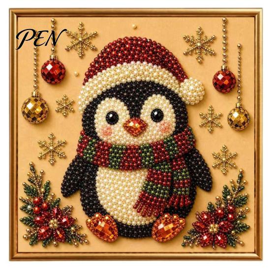 Full Drill Gem Art for Beginners DIY Christmas Faux Pearl Painting Kit with Frame, Santa Creative Gift Crafters Beads Craft Adults Beginner, Handmade