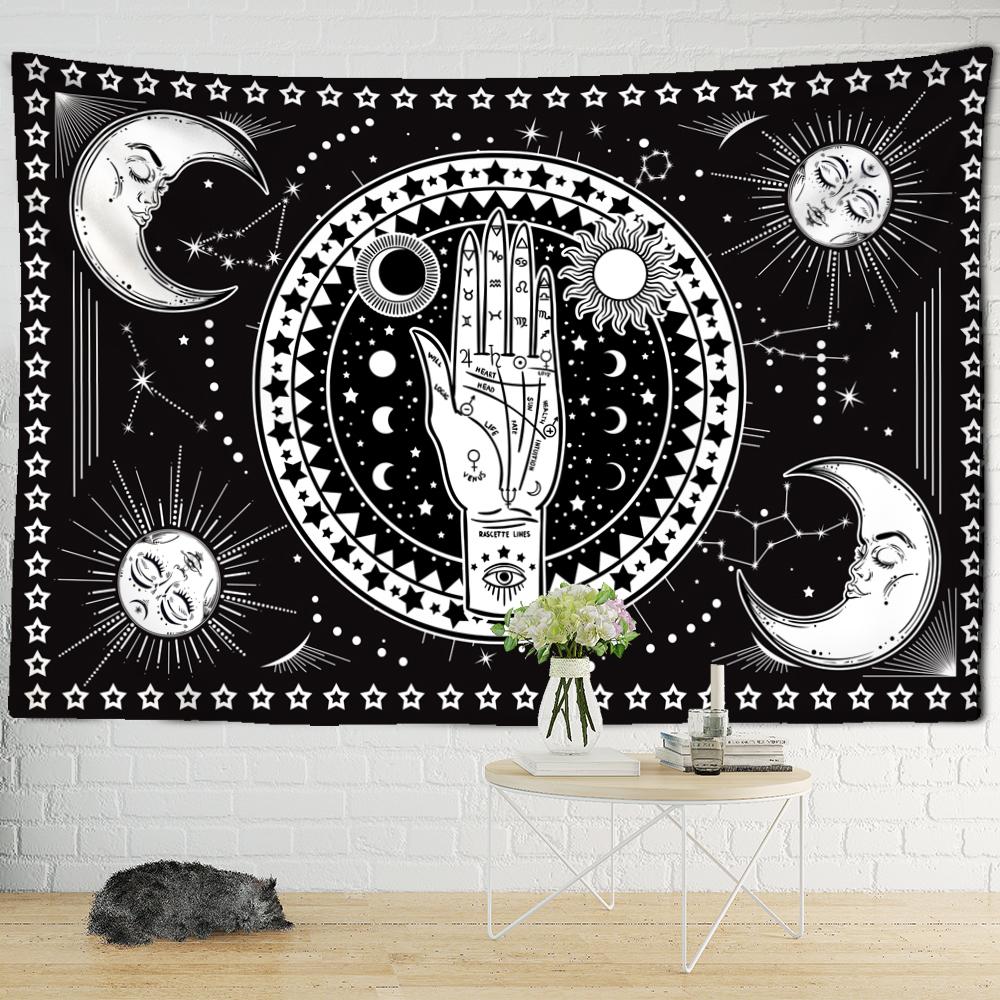 Black Cat Psychedelic Tapestry Wall Hanging Bohemian Tapiz Witchcraft Mystery Dormitory Bedroom Home Decor5