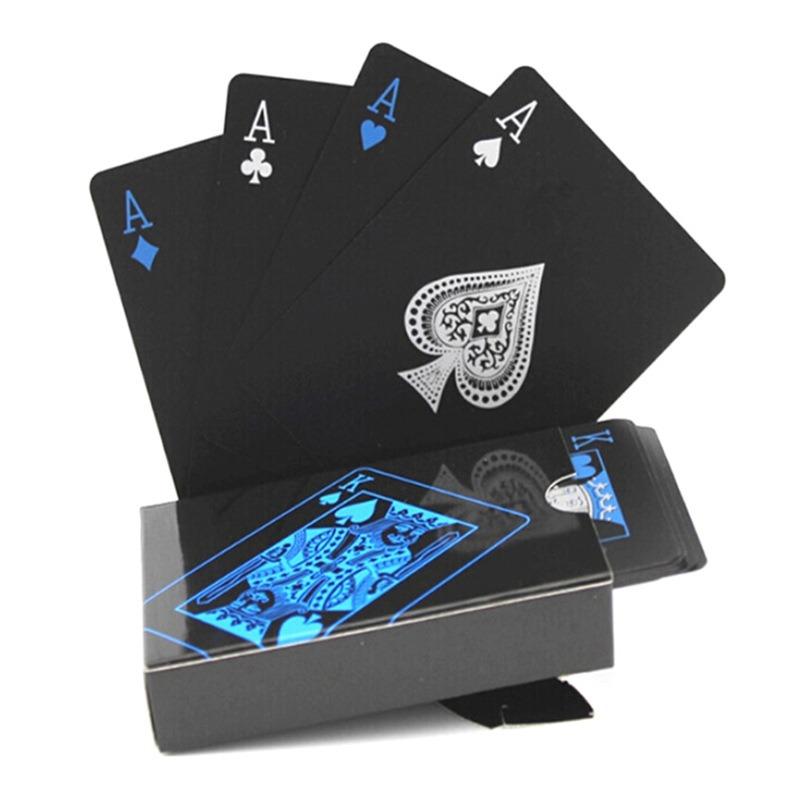 1 Sada Vodotěsná Čistě Černá Plastová Pokerová Stolní Hra Karta PVC Magická Hrací Karta