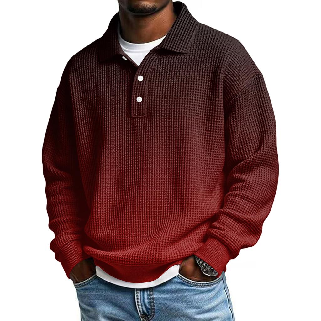 Men Casual Button Down Shirt Golf Pullover V Neck Stand Collar Fashion Fall Sweatshirt