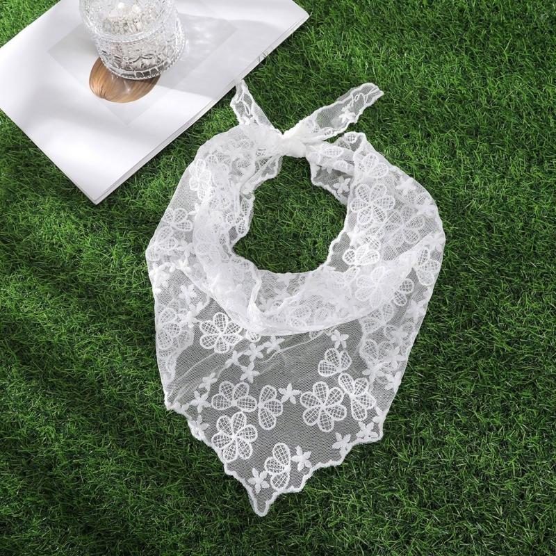 Women Sunproof Lace Triangle Kerchiefs Lightweight Summer Tie Back Kerchiefs