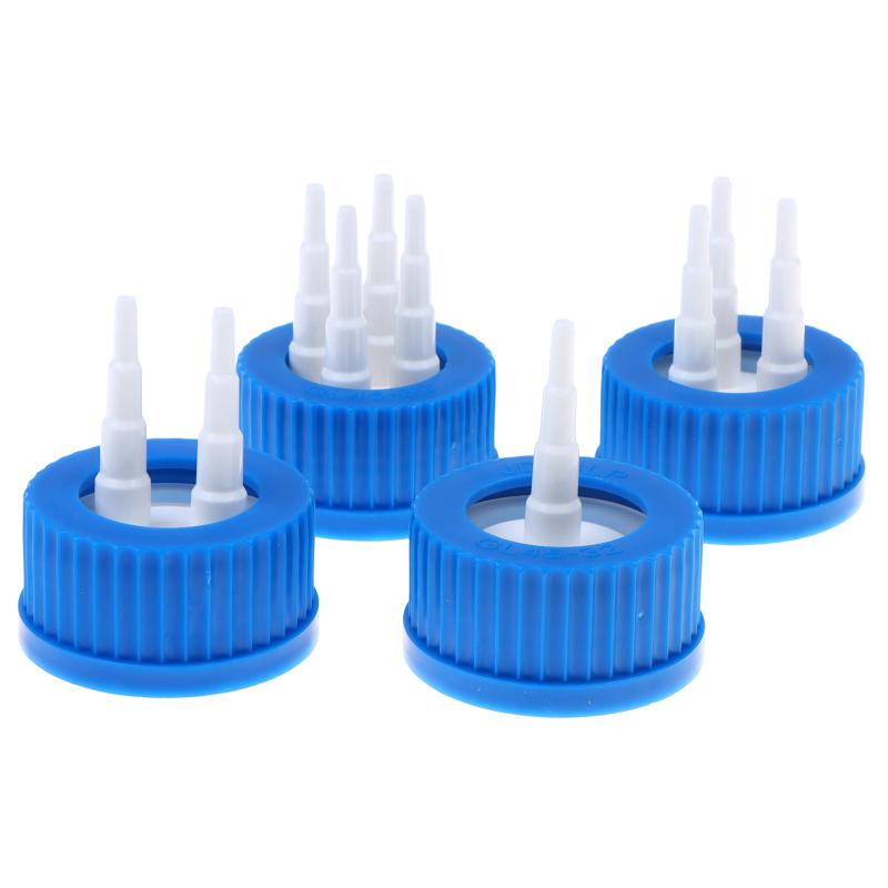 GL45 Safety Lid for Feeding Bottles 1-4 Port Reactor Adapter Splash Proof Corrosion Resistant for Lab Chemical Experiment Work