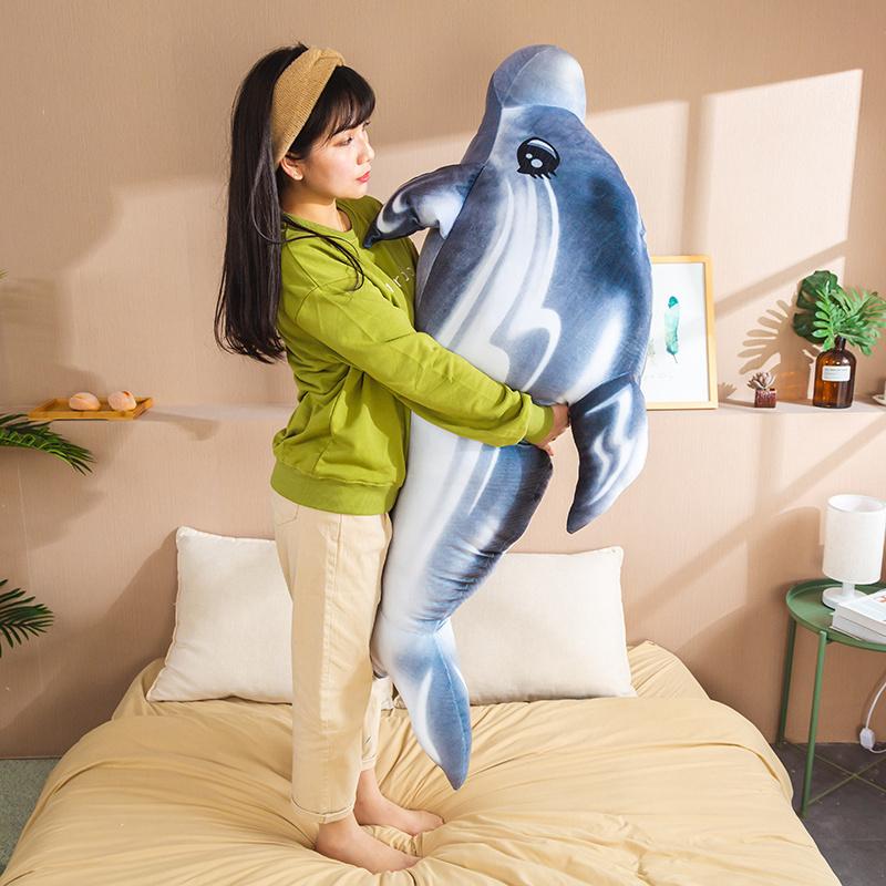 75-110cm Colorful Rainbow Dolphin Plush Toys Soft Stuffed Animal Doll Creative Birthday Gift