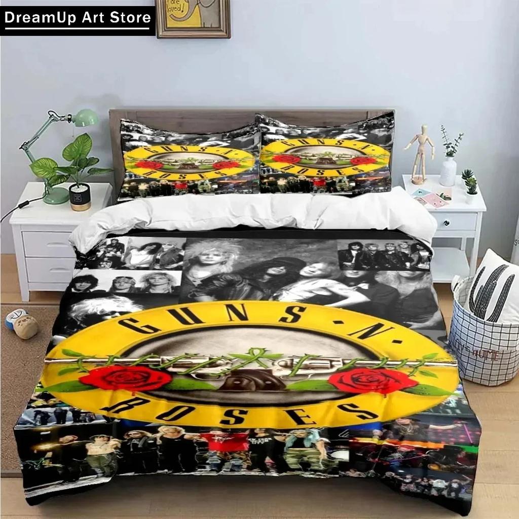3D Print Guns N Roses GNR Band Retro Bedding Set Cute Quilt Cover Bed Cover With Pillowcase Twin Single Queen King Size Boys
