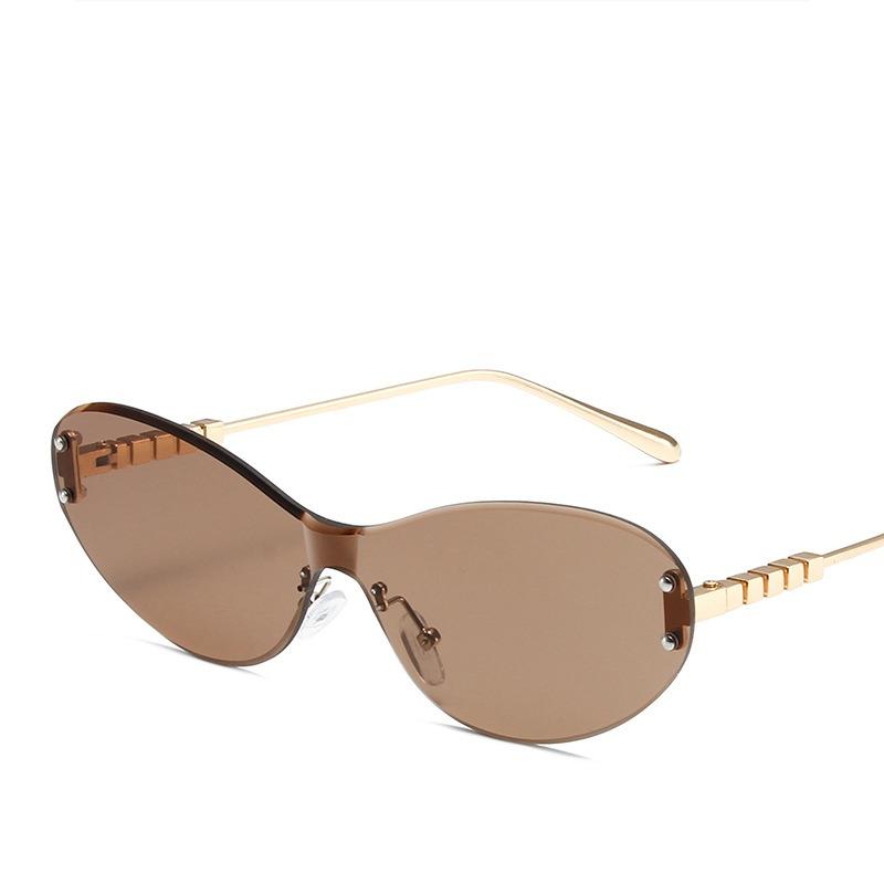 Non-polarized Wrap Around Rimless Sunglasses for Women Men Fashion Ins One-piece Shades Trendy Shield Design Gradient Lens