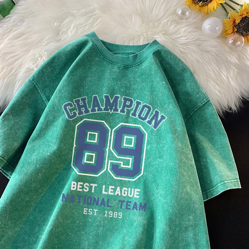 Nejlepší ligové tričko národního týmu Pánské Modré a bílé nápisy Tričko Bavlna Vintage prané Krátký rukáv Streetová trička Pánské Tiki