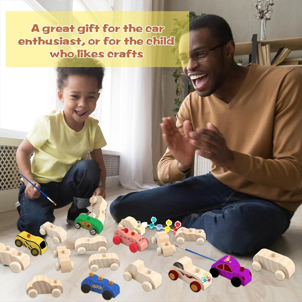BHBL 42 Unfinished Wooden Cars Crafts Painting,Suitable for Kids Family Activities Art Crafts Projects, Woodworking Gifts