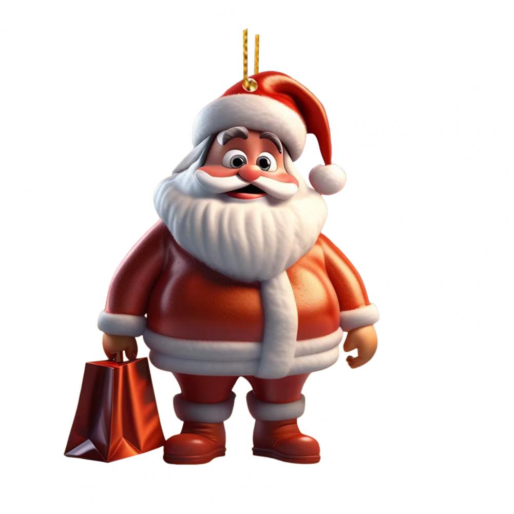 2pcs Santa Claus Ornament 2D Acrylic Cartoon Santa Claus Christmas Hanging Decoration for Christmas Tree Doors Windows Walls Decor