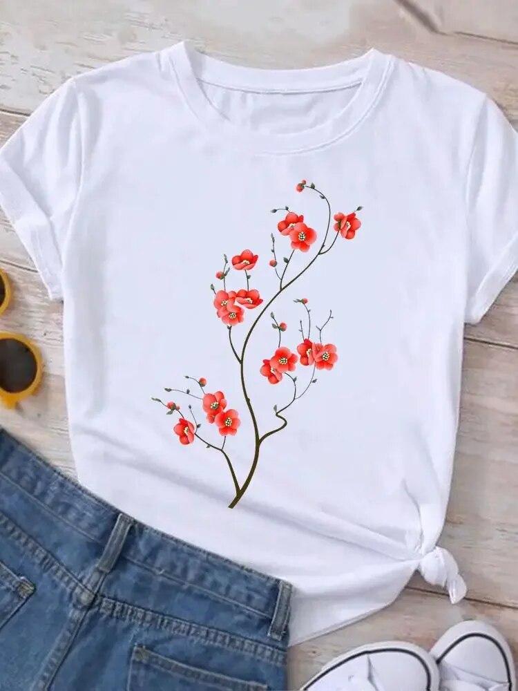 Graphic T Shirt Sunflower Butterfly Cute Summer Casual Clothing Short Sleeve Women Print Fashion Clothes Tee T-shirt FeUnisex Top