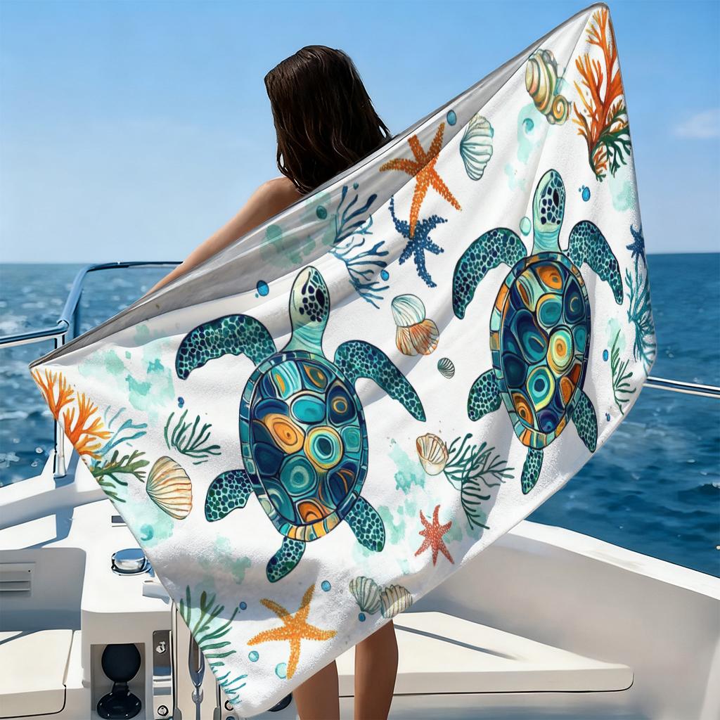 Fresh Sea Turtle Beach Towel Quick-Drying Small To Large Bath Towel For Beach Pool Yoga Gym Home Travel Towel Gift for Friend