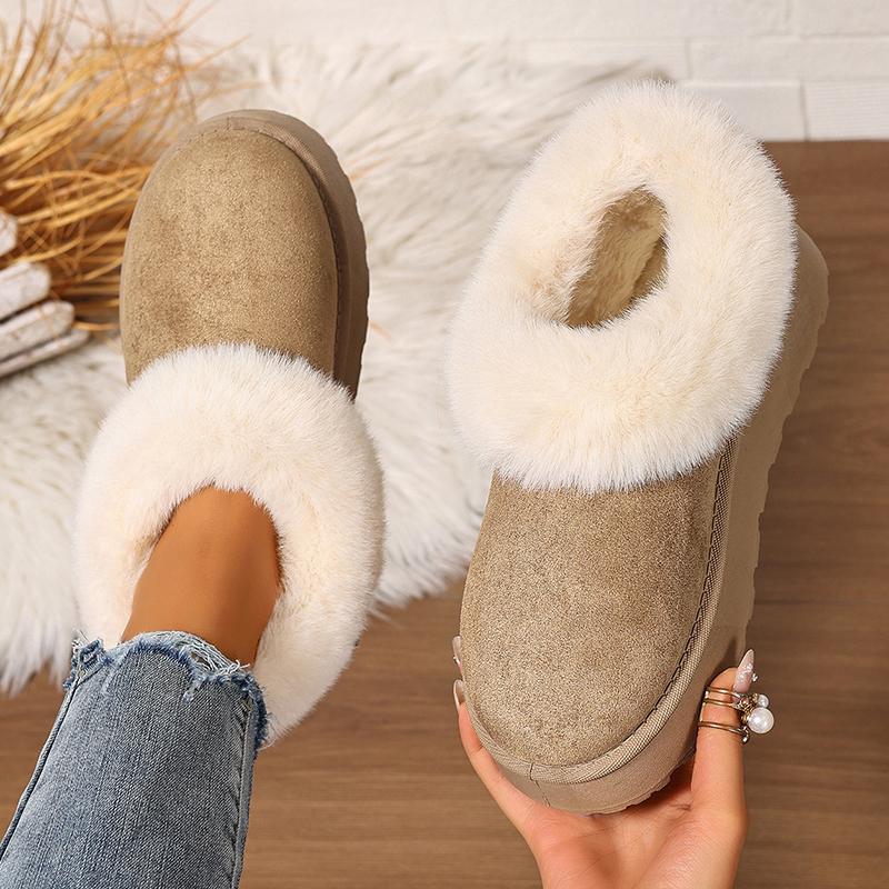 Fashion Fluffy Furry Platform Snow Boots Woman 2025 Thicken Plush Warm Winter Ankle Boots for Women Non Slip Thick Sole Cotton Shoes