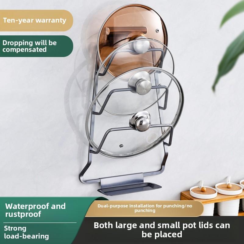 Stojak na pokrywki, kuchenny artefakt na pokrywki, domowy ścienny stojak do przechowywania, nieperforowany stojak na deski do krojenia, stojak na garnki