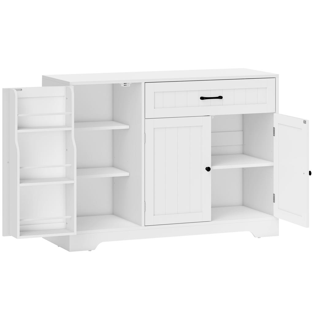 Credenza Moderna da Cucina con Cassetto, Ripiani Regolabili, Dispensa Piccola da Cucina con Scomparti a Porta, Bianco