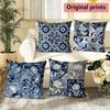 Dutch Delft Blue Throw Pillow Covers Pattern Cushion Cover Suitable for Sofa Bedroom Car Pillow Cover