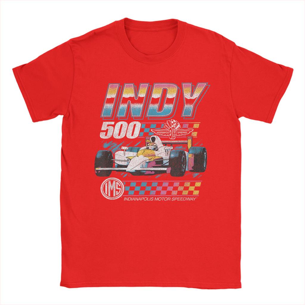 Indianapolis Motor Speedway T-Shirts Herren Distressed Chrome Neon Vintage 100% Baumwoll-Tees Kurzarm-T-Shirt Übergröße Kleidung