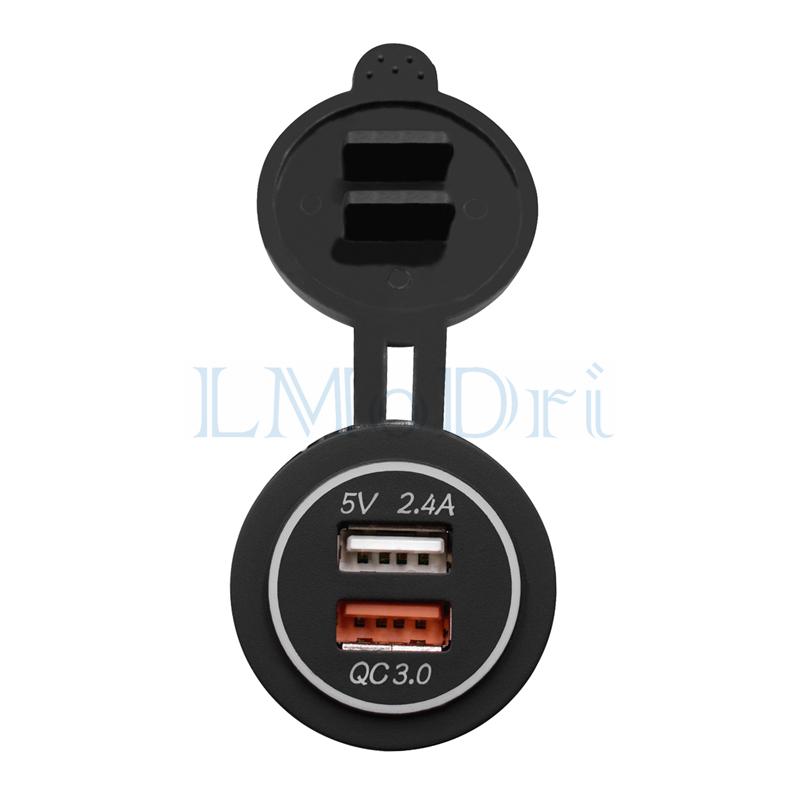 LMoDri New Motorcycle RV Super Fast Charge QC 3.0 Dual USB Auto ATV Phone Charger Waterproof Boat Yacht Tablet GPS Quick