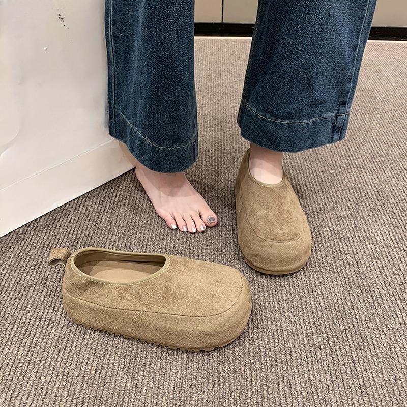 Fashion Fashion Slip-on Suede Non-Slip Single Shoes Autumn New Round Toe Shallow Mouth Inside Heightening Low Top Shoes