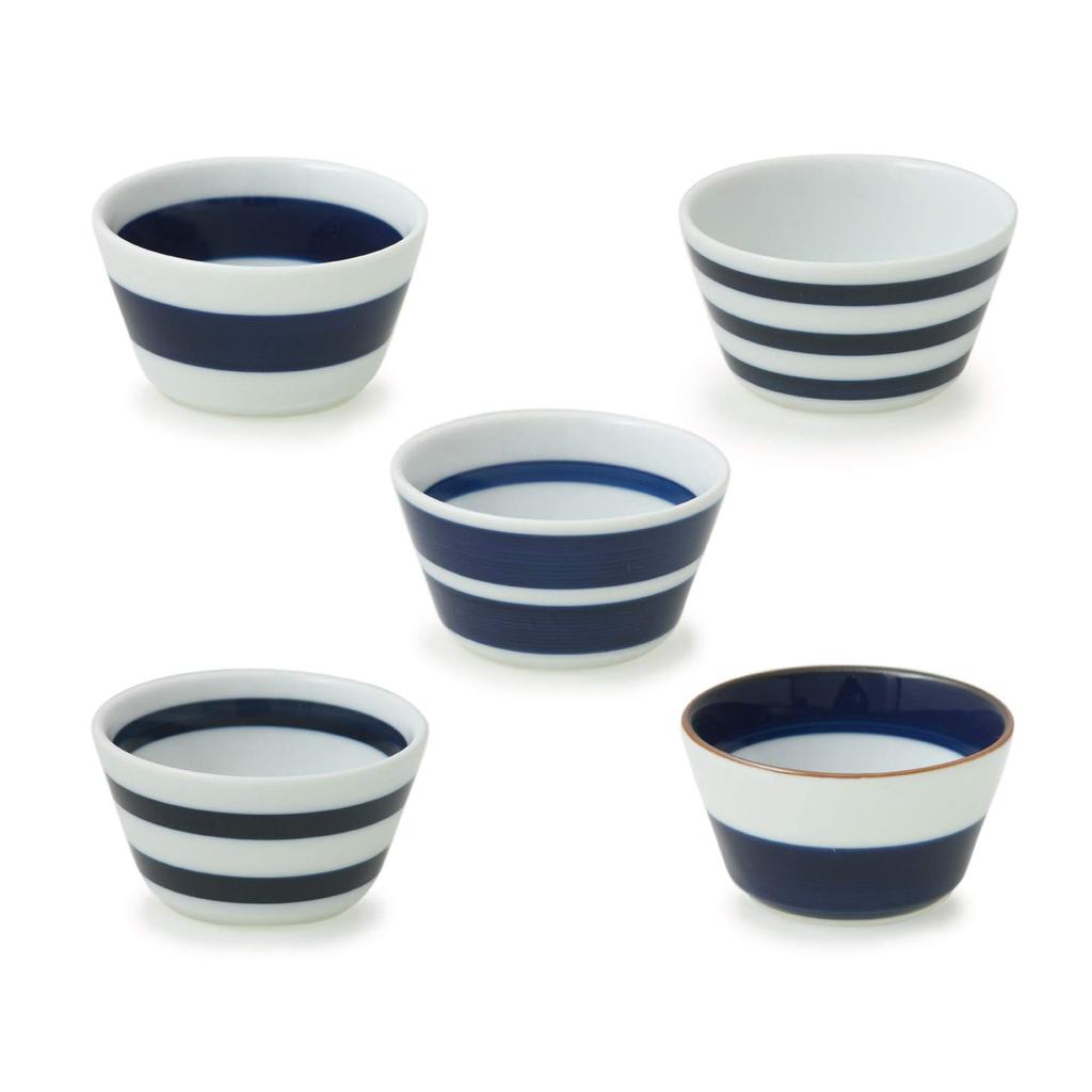 Natural69 Hasami Ware Set Rand Schüssel Set Dick Dünn 3 Dick 2 Dünn 2 Dick Natural 69 Hasami Ware Gestreifte Schüssel Mikrowellen- und Spülmaschinenfest Hergestellt in