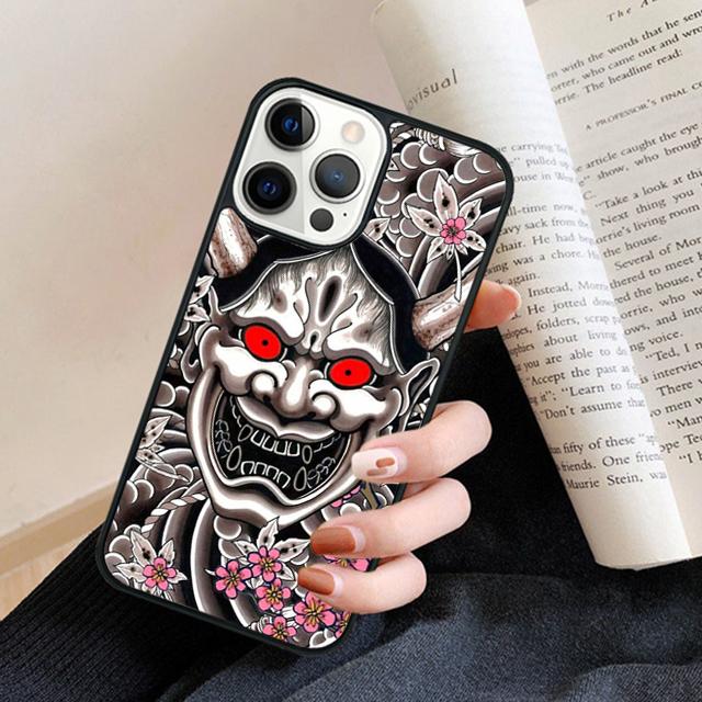 Japanese Oni Hannya Demon Mask cool Phone Case Back Cover for iPhone 17 Air 16 15 14 13 11 12 Pro Max Plus Coque