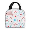 Doctors Nursing Nurse Insulated Lunch Bags Women Nurse Print Food Case Cooler Warm Bento Box for Kids Cute Lunch Box for School