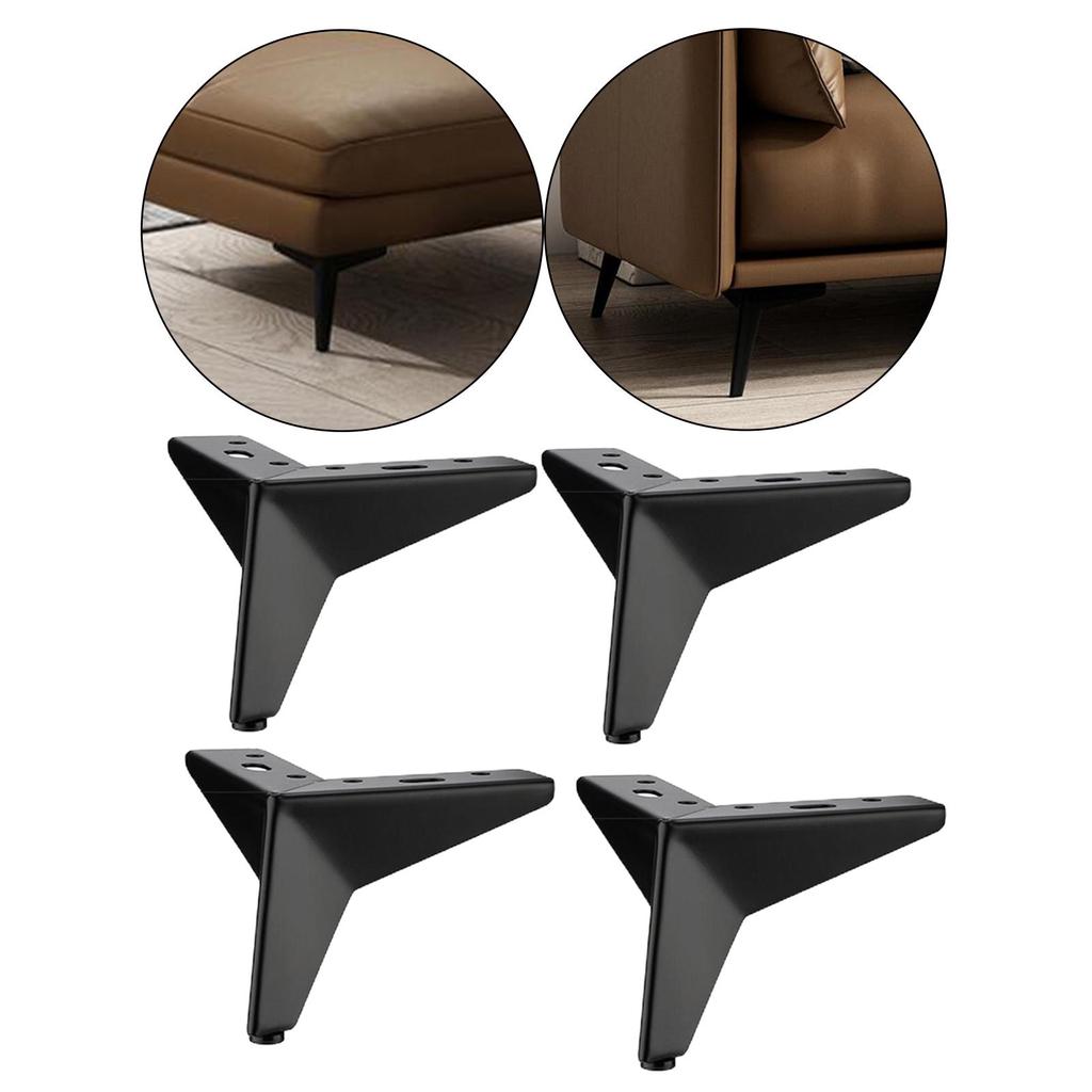 4x Heavy Duty Iron Triangle Furniture Legs Loveseat Couch Leg Modern Style Replacement Legs for Dresser, TV Cupboard, Furniture,