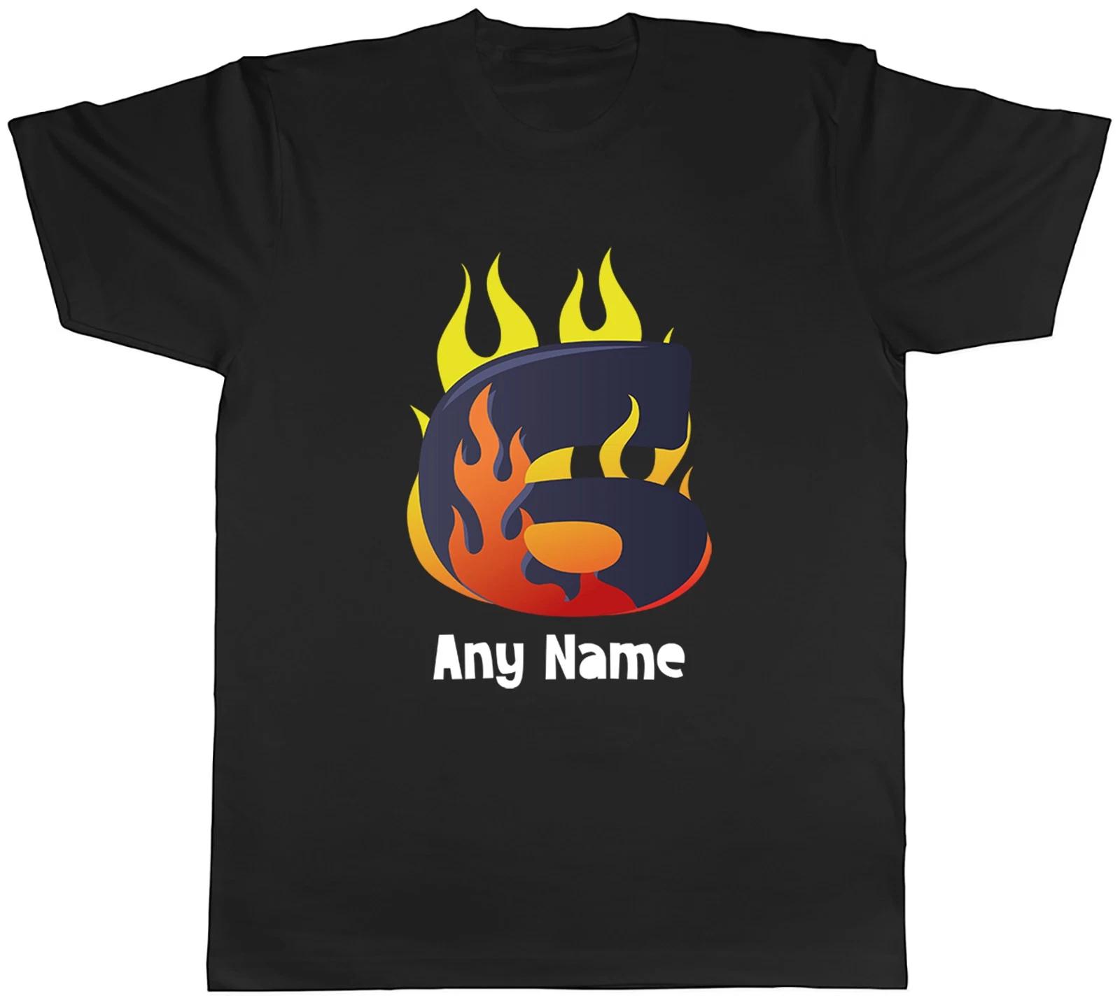 Personalised Number Day Flame Digit 6 Six Mens T-Shirt Tee Gift Top XXXL