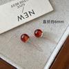 Red Garnet Stud Earrings, Ear Holes, Silver Stud Earrings, Autumn and Winter Ball, Simple and Advanced Sense, New Year's Eve Ball Earrings.