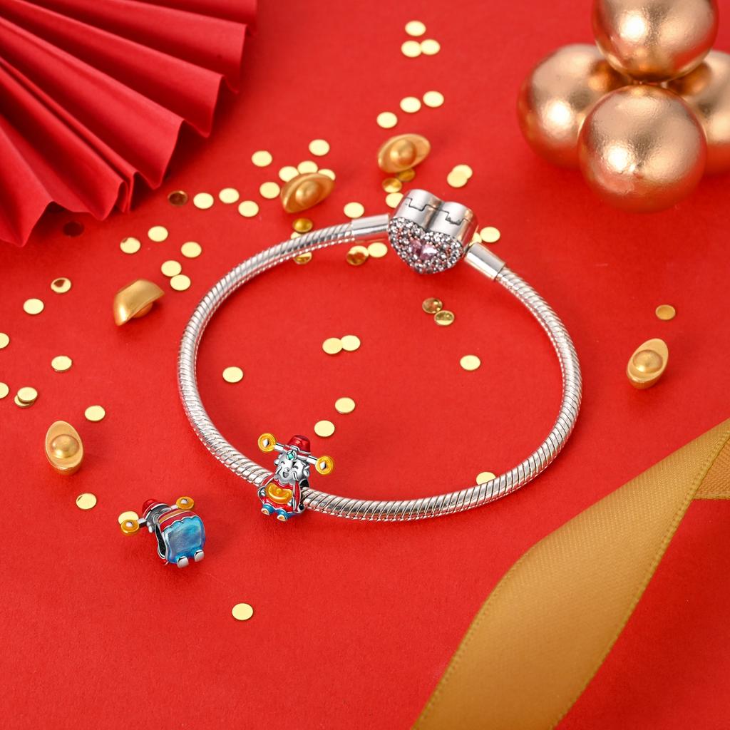 Fit Original Design Bracelet Copper Plated Fortune Cat Chinese Long Mahjong Decorative Charms Beads Women's Style Jewelry Designing Gift