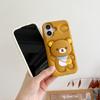 Applicable to iphone16 hot-selling cute cartoon bracket 3D three-dimensional silicone easy backpack bear anti-drop soft phone case