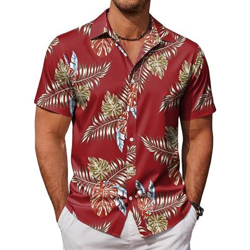 Men S Short Sleeve Tropical Print Hawaiian Casual Shirt