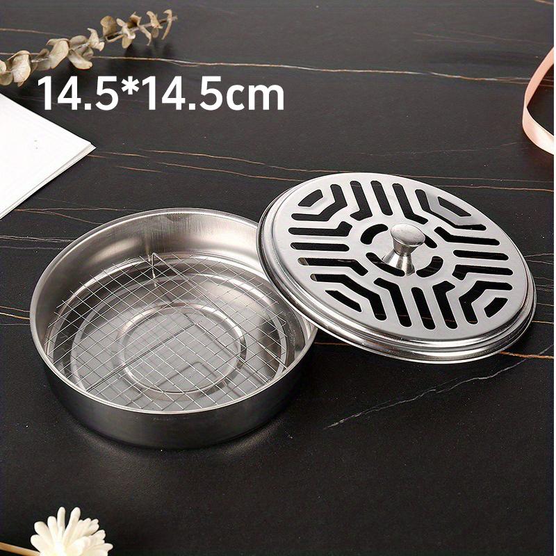 Mosquito Coils Holder Stainless Steel Mosquito Coil Box With Cover Round Mosquito Coil Tray Easy To Clean Anti-mosquito Supplies