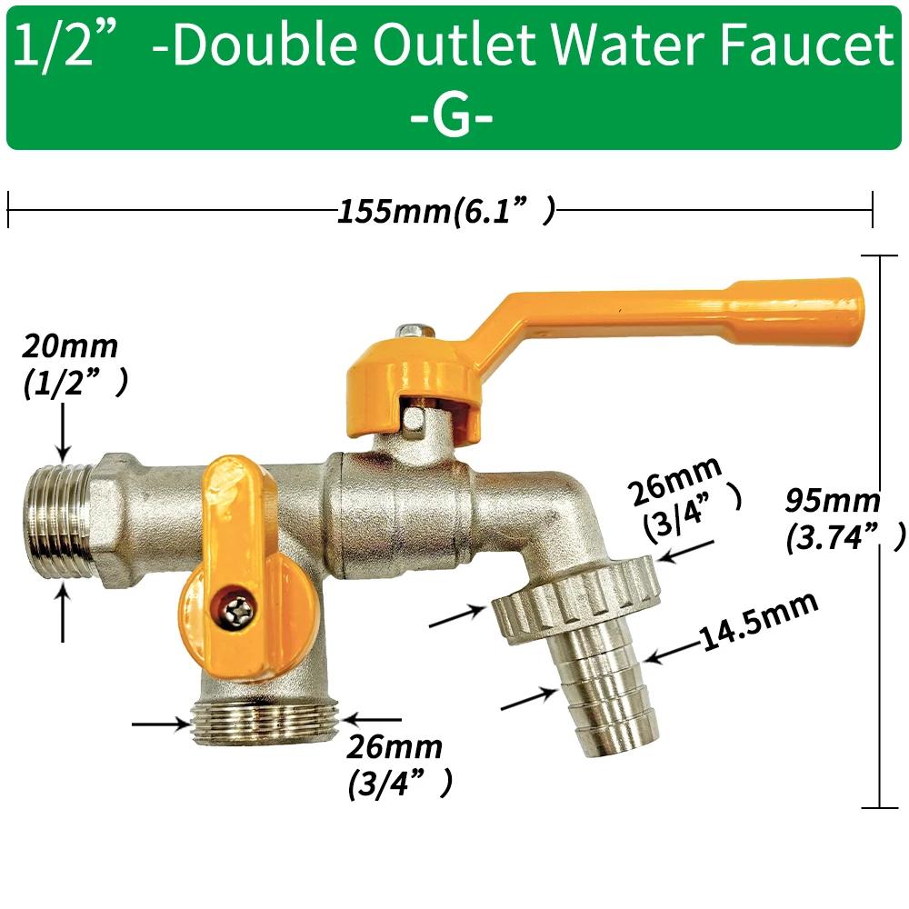 Garden Hose Brass Faucet Adapter 1/2" - Suitable for IBC Tanks, Irrigation Fittings, Reliable Ball Valve Replacement Accessories
