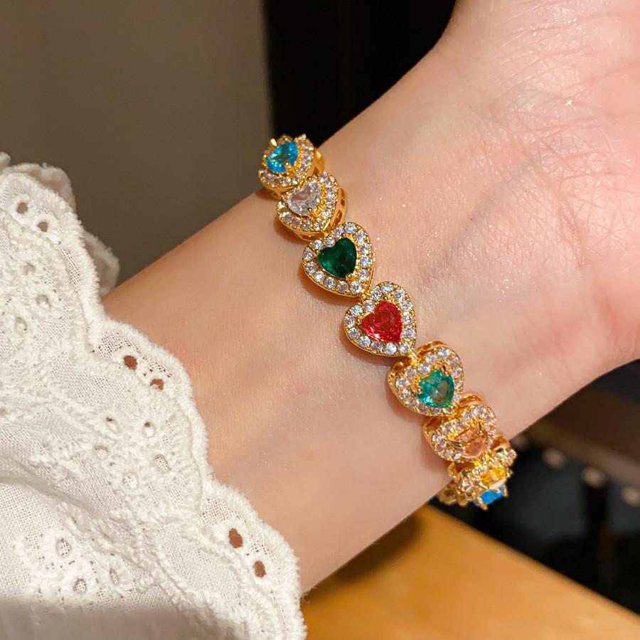 Vintage Silber Herzform Handkette Mit Zirkonia Für Damen Mode